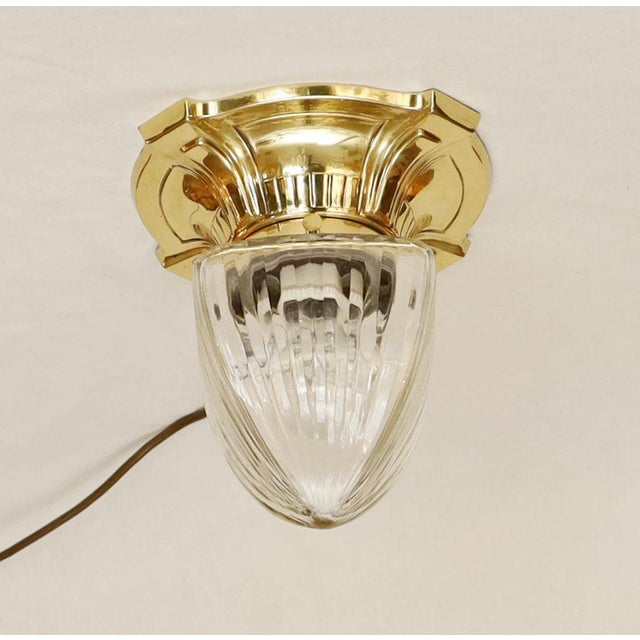 Art Nouveau Glass and Brass Ceiling Lamp, 1890s For Sale - Image 3 of 10