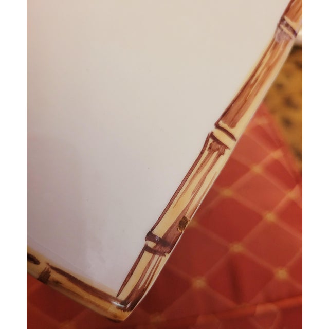 Chelsea House Inc Italian Faux Bamboo Palm Beach Regency Style Ceramic White Brown Tissue Box Holder Cover For Sale - Image 4 of 9