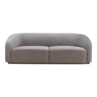 Yara Grey Velvet Pleated Sofa For Sale