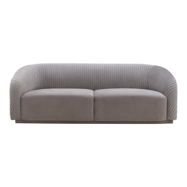 Yara Grey Velvet Pleated Sofa For Sale