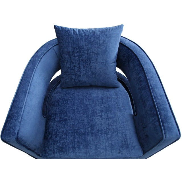 2020s Kennedy Navy Velvet Swivel Chair For Sale - Image 5 of 10