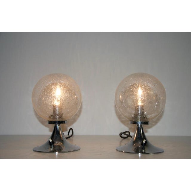 Vintage German Chrome and Glass Table Lamps, 1960s, Set of 2 For Sale - Image 11 of 12