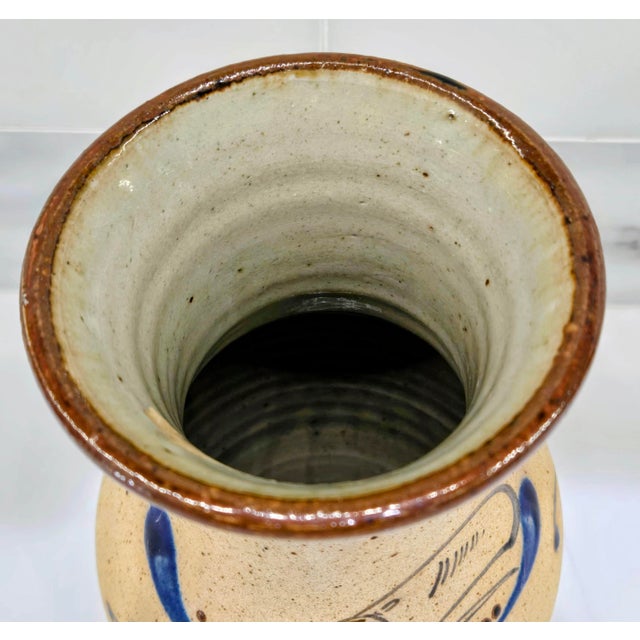 Stone Vintage Mexican Tonalá Style Sandstone Bird Pottery Vase – Hand Painted Folk Art For Sale - Image 7 of 9