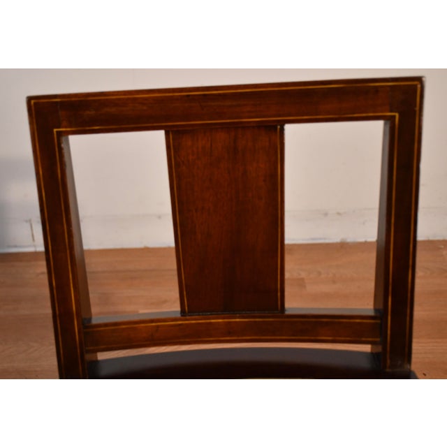 1900s Antique English Hepplewhite Mahogany Inlaid Vanity Desk Mirror and Chair For Sale - Image 14 of 17