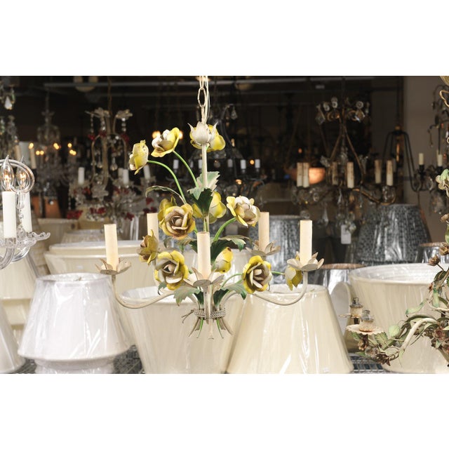 Hand Painted 5-Light Tole Floral Chandelier, 1950s Italy For Sale - Image 13 of 14