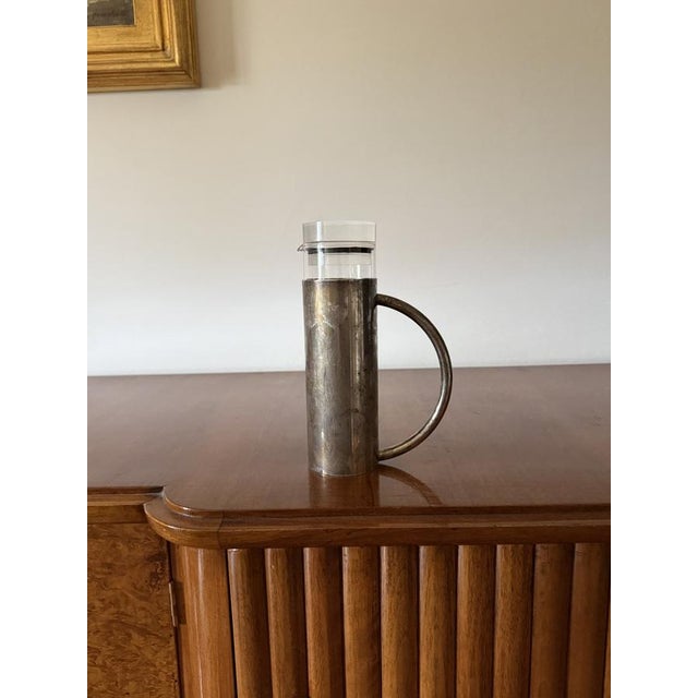 Modern silverplated and glass cruet mod. Oilvine Lino Sabattini Italy 1970s Silver-plated metal and glass, plastic H 21 -...
