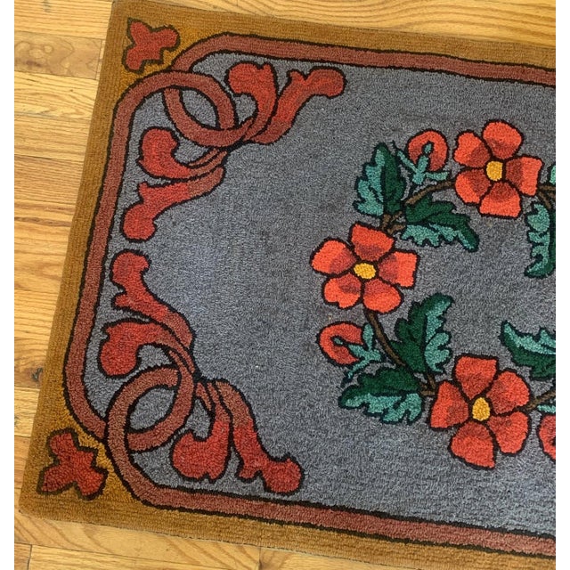 1940s 1940s, Handmade Antique American Hooked Rug 2.2' X 3.4' For Sale - Image 5 of 5