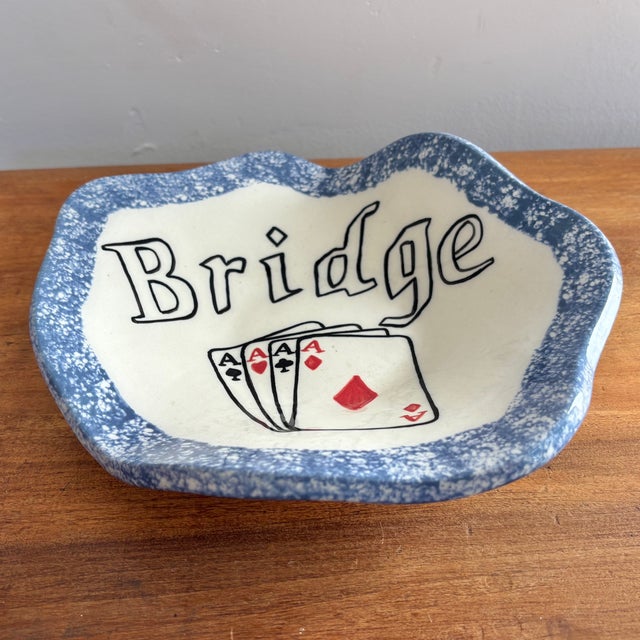 American 1998 Folk Art Bridge Dish For Sale - Image 3 of 5