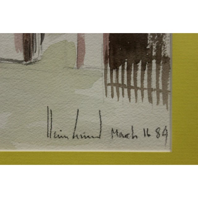 Traditional Gated Courtyard Watercolor For Sale - Image 3 of 7