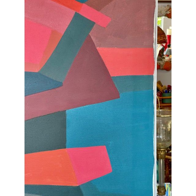 Mid-Century Modern Abstract Cubist Painting, Oil on Canvas by Orlovsky Schwartz, 1968 For Sale - Image 3 of 16