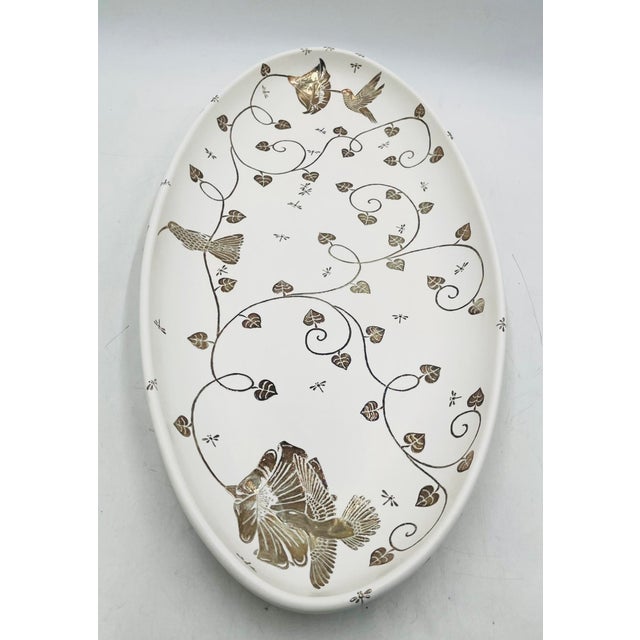 1980s 1980s Emilia Castillo Extra Large Sterling Silver & Porcelain Platter, Signed For Sale - Image 5 of 18