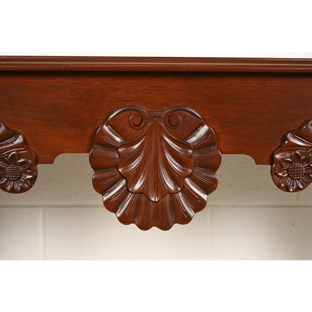 Wood Baker Furniture Georgian Carved Mahogany Console or Sofa Table, Newly Refinished For Sale - Image 7 of 15