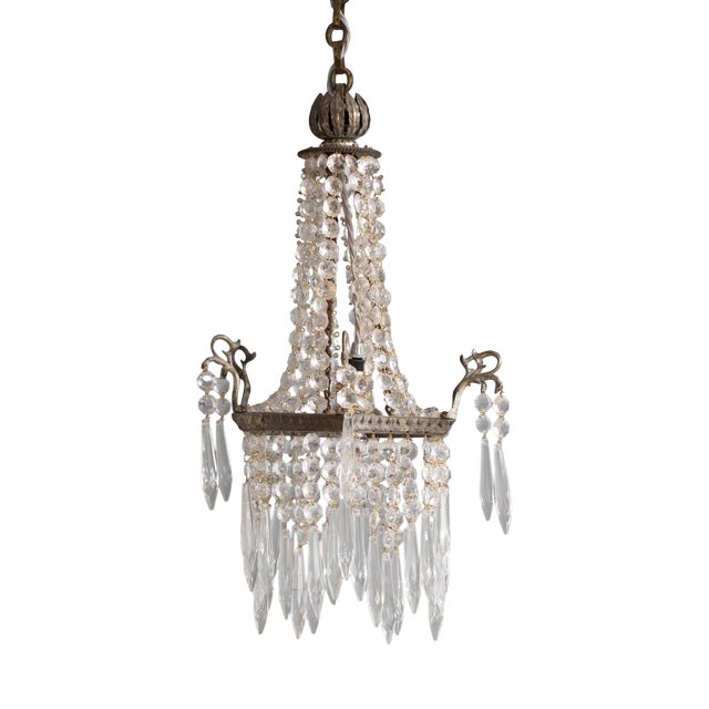 Small Antique Chandelier in Glass, 1900 For Sale