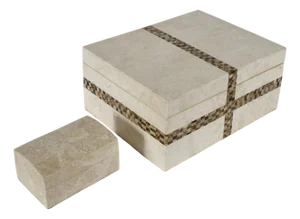 Mid 20th Century Tessellated and Bone Inlay Boxes in the Style of Maitland Smith Set of 2
