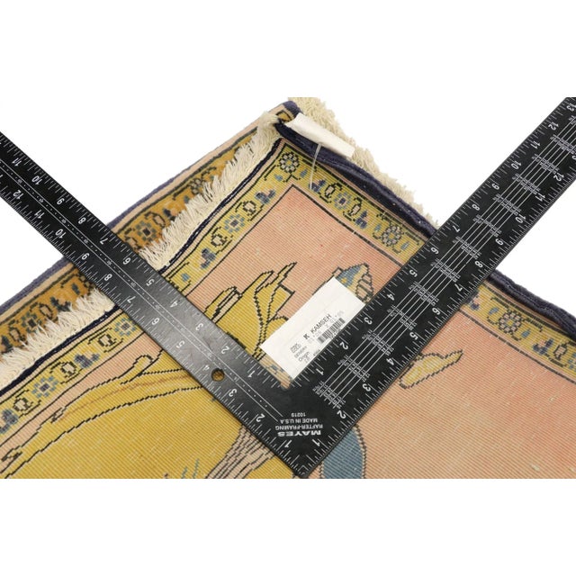 Mid 20th Century Vintage Persian Khamseh Pictorial Rug With Dervish Scene - 01'08 X 01'05 For Sale - Image 5 of 7