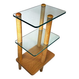 1930s Floating Glass Walnut Corner Table attributed to Gilbert Rohde For Sale