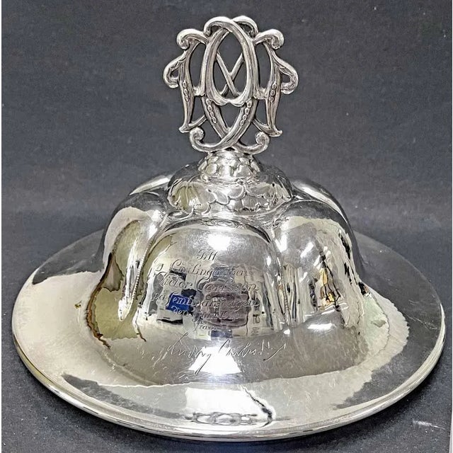 C.G. Hallberg "Grapes and Crested Birds", Spectacular Art Deco Sterling Silver Champagne Urn, Sweden For Sale - Image 4 of 5