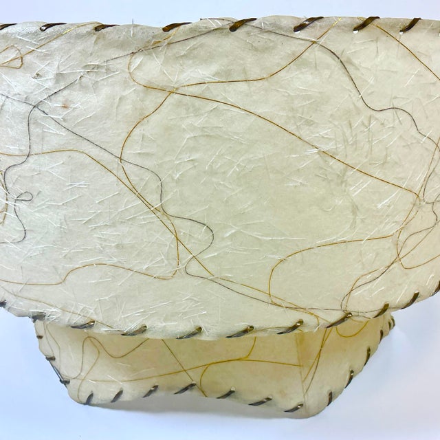 1940s Vintage Boho Chic Arts & Crafts 2 Tier Scalloped Edge Fiberglass Lamp Shade For Sale - Image 6 of 9