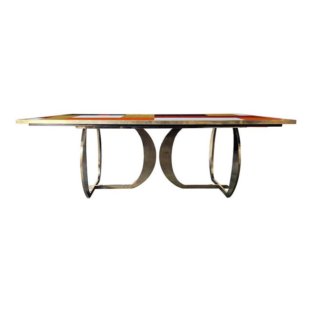 Gold Murano Glass and Brass Dining Table, 1980s For Sale - Image 8 of 8