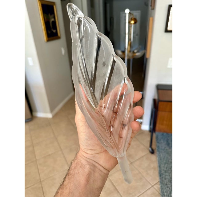 Murano Style Glass Leaf Pendant Light Chandelier For Sale - Image 10 of 12