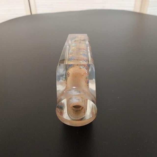 Brown Vintage Signed Chinese Reverse-Painted Art Glass Snuff Bottle For Sale - Image 8 of 9