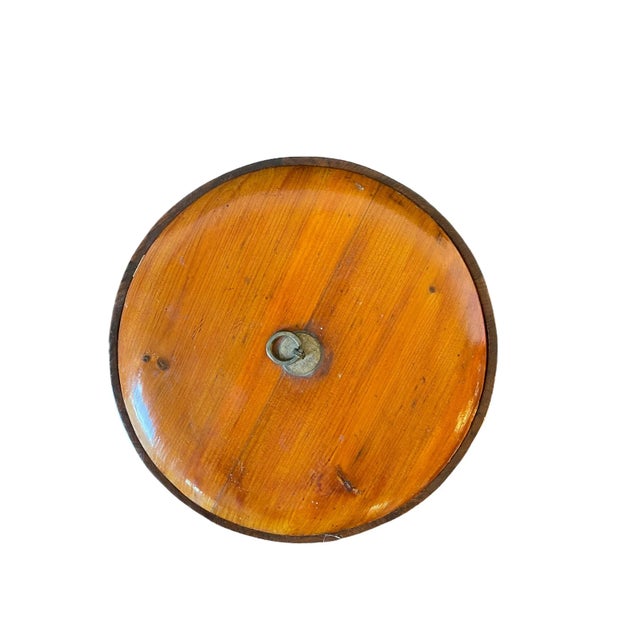 Asian Late 19th Century Asian Handcrafted Wood Lidded Antique Wood Bucket Hallmarked For Sale - Image 3 of 12