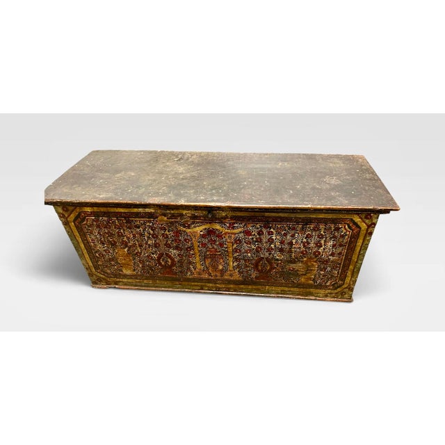 Adriatic Dowry Chest/Trunk in Hand-Painted Pine, Ca. 1870 For Sale - Image 4 of 13
