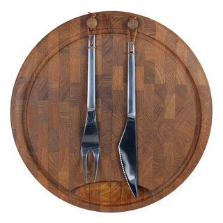 Cutting Board with Cutlery from Digsmed, Denmark, 1964, Set of 3 For Sale