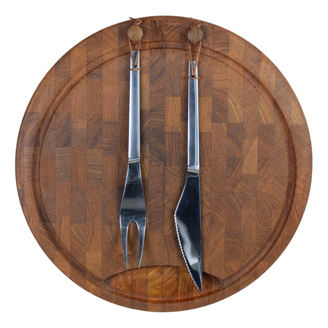 Cutting Board with Cutlery from Digsmed, Denmark, 1964, Set of 3 For Sale