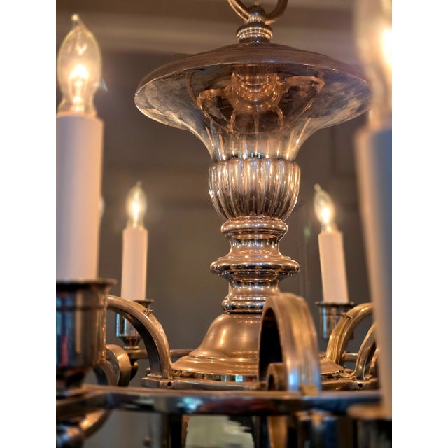 Traditional 12 Light Silver Chandelier For Sale - Image 3 of 5