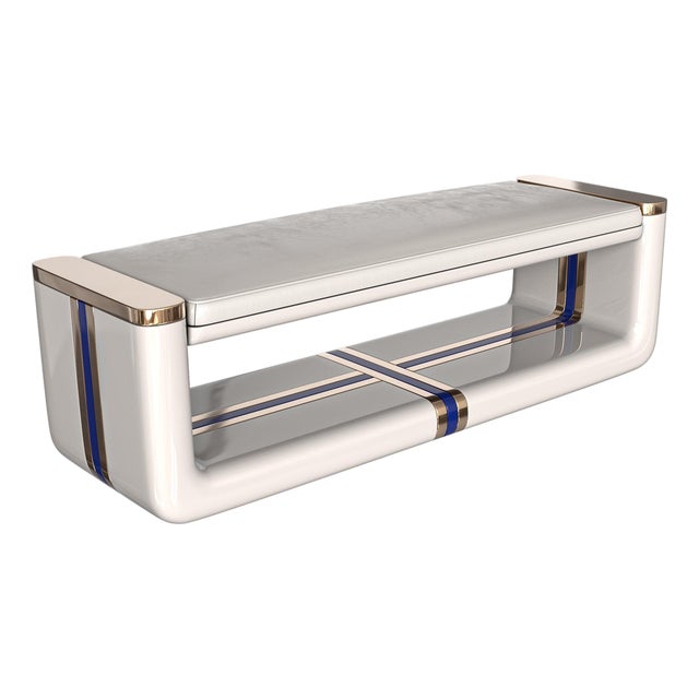 "Armonia" Bench, Stainless Steel, Bronze Details, Handmade For Sale