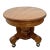 Wood Oval Coffee Table Tiger Oak, Center Drawer, Shelf, Empire Style, Caster Wheels For Sale - Image 7 of 13