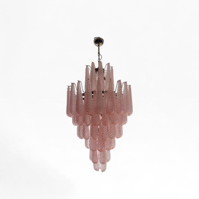 Murano Glass Chandelier with Pink Teardrop from Justfurnituress SRL For Sale - Image 4 of 14