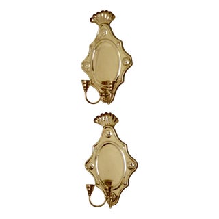 Large Mid-Century Modern Baroque Swedish Brass Sconces, Set of 2 For Sale