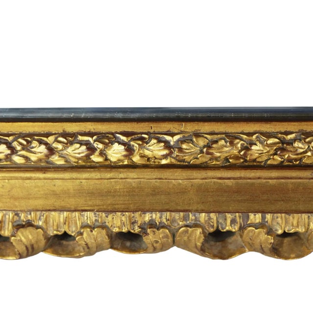 Gold A Vintage Italian Baroque-Style Hand-Carved, Gilded Wooden Wall Mirror. For Sale - Image 8 of 14