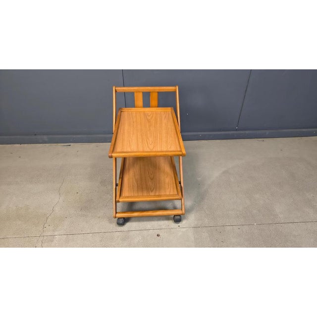 1980s Vintage Italian Foldable Wooden Serving Cart, 1980s For Sale - Image 5 of 18