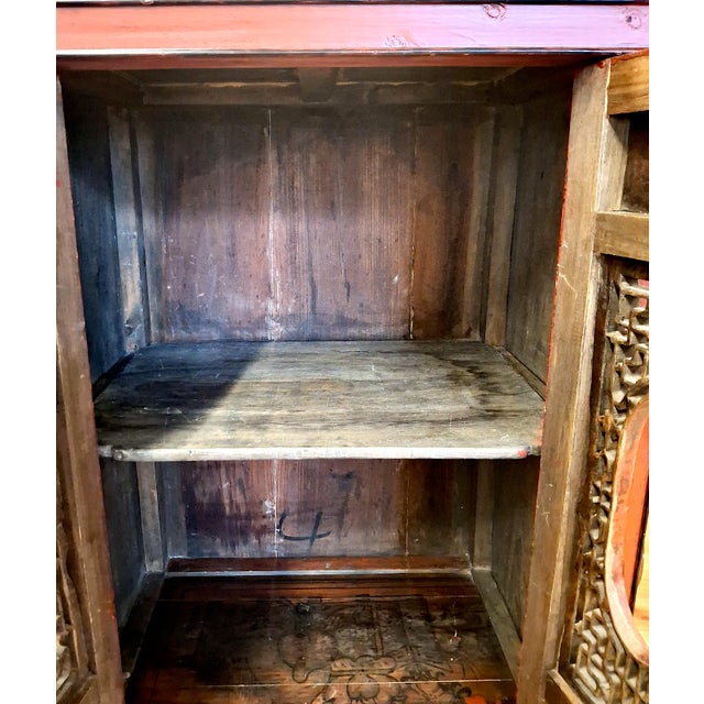 Ruby Red 20th-Century Chinese Lacquer Cabinet For Sale - Image 8 of 14