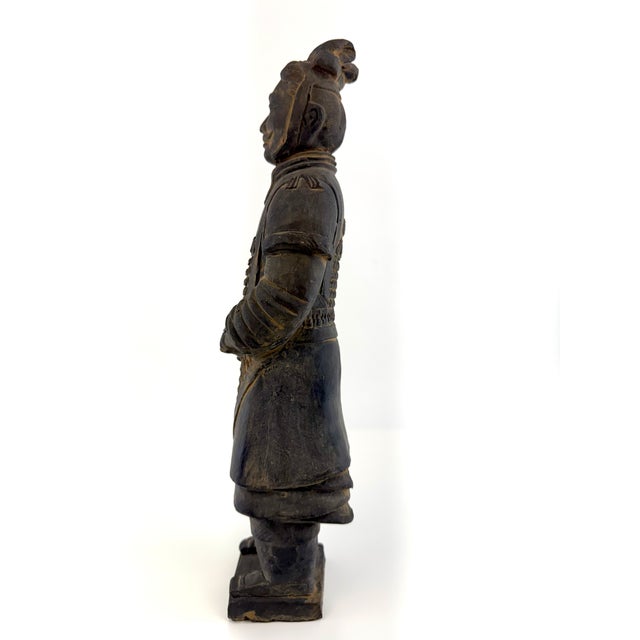 1970s Vintage Chinese Terracotta Warrior Figure Sculpture With Aged Patina For Sale - Image 5 of 9