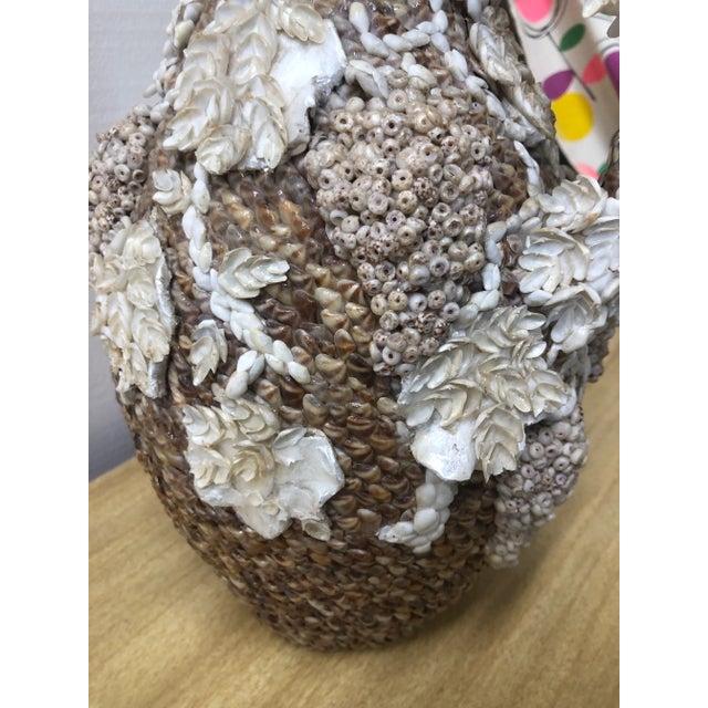 Almond Early 20th Century Shell-Encrusted Pitcher With Grapevine Design For Sale - Image 8 of 12
