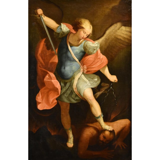 Guido Reni, Archangel Michael, 1600s-1700s, Oil on Canvas For Sale - Image 15 of 15