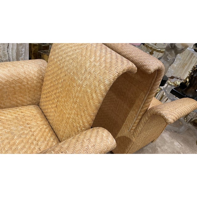 Tan Vintage Coastal Walters Wicker Woven Rattan Lounge Chairs, a Pair For Sale - Image 8 of 11