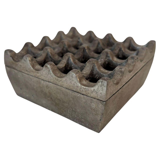 Mid-Century Modern Danish Aluminum Ashtray — Geometric Op-Art Design in the Style of Ultima 15 / Diverse Ting, 1970s...