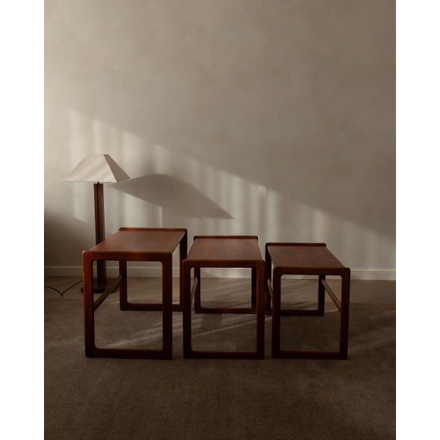 Set of three vintage teak nesting tables by arne hovmand-olsen for mogens kold (denmark). A beautiful example of danish...