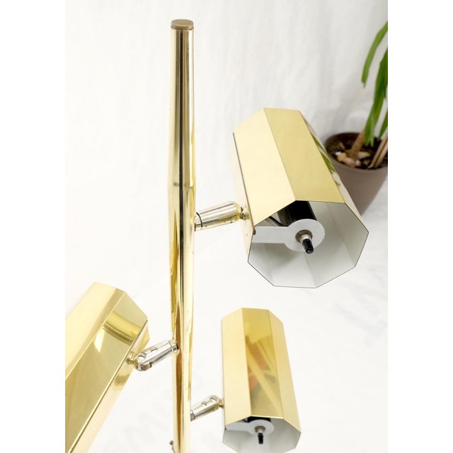 Metal Adjustable Hexagon Cylinder Shades Three Way Brass Floor Lamp Sonneman For Sale - Image 7 of 11