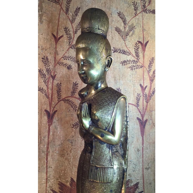Bronze Vintage Standing Bronze Woman Statue For Sale - Image 8 of 13