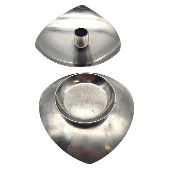 Metal Stelton Denmark Danish Modern Stainless Taper Candle Holder Pair 3.25" For Sale - Image 7 of 9