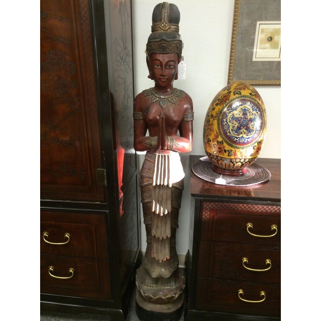 5Ft Antique HandCarved Asian Statues Pair Chairish