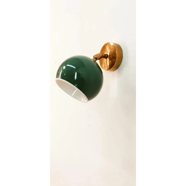 Adjustable Wall Light with Green-Colored Metal Dome For Sale - Image 12 of 12