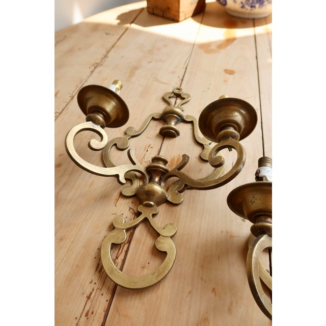 Vintage Brass Wall Sconces, 1970s, Set of 2 For Sale - Image 3 of 8