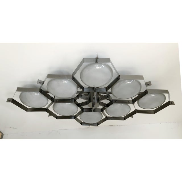 Fabio Ltd 21st Century Beehive Satin Black Nickel Glossy Gray Murano Flush Mount by Fabio LTD For Sale - Image 4 of 9